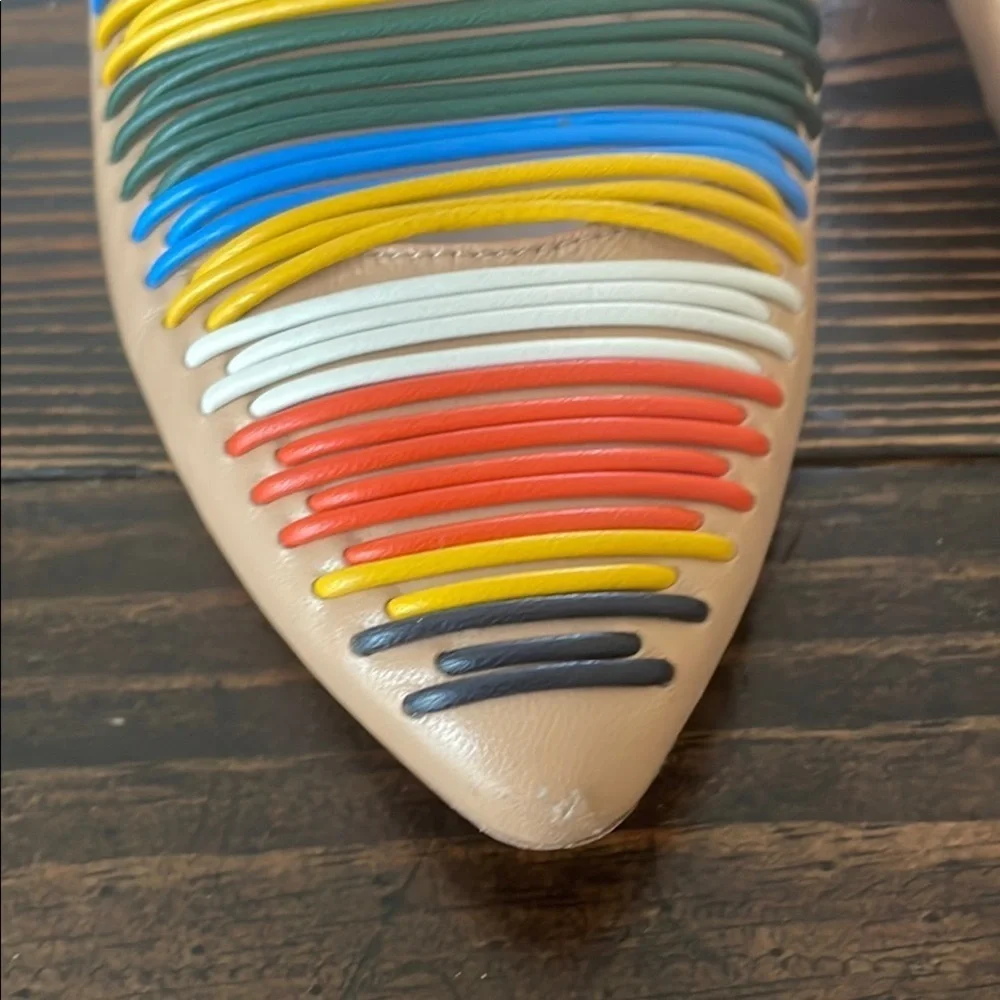 Tory Burch Siena Multicolor Leather Flat Pointy Mules